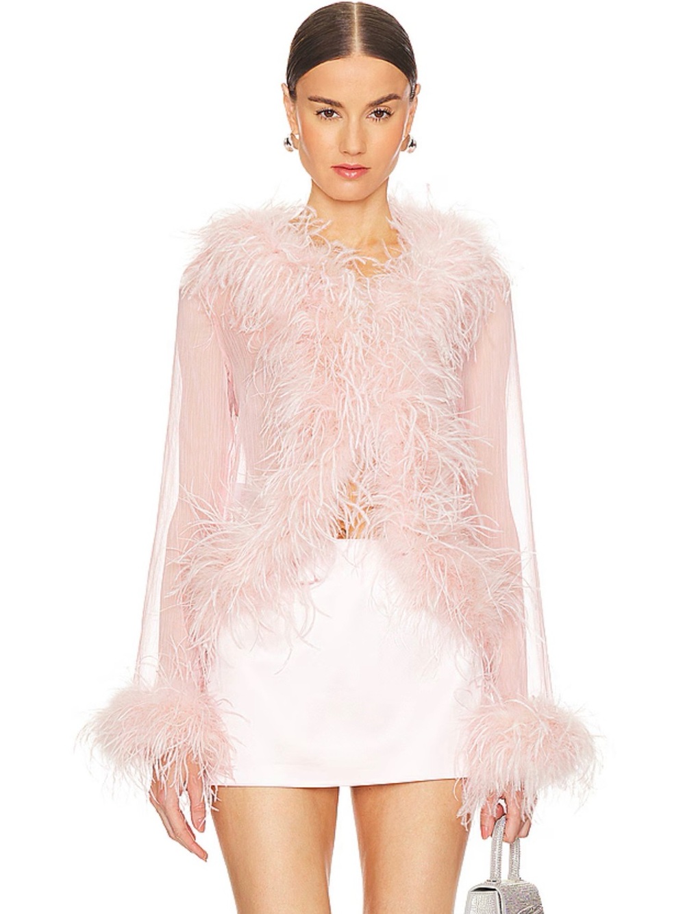 Bubish Gigi ostrich Feather Blouse in Pink